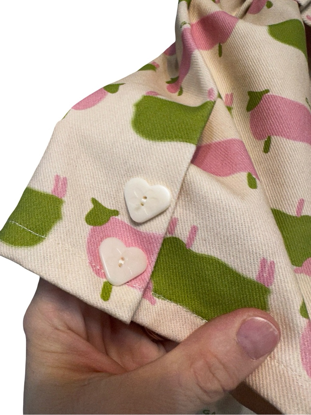NWT Lisa Says Gah Sheep Print Short Sleeve Shirt 2XL Peter Pan Collar Pink Green - Picture 10 of 16